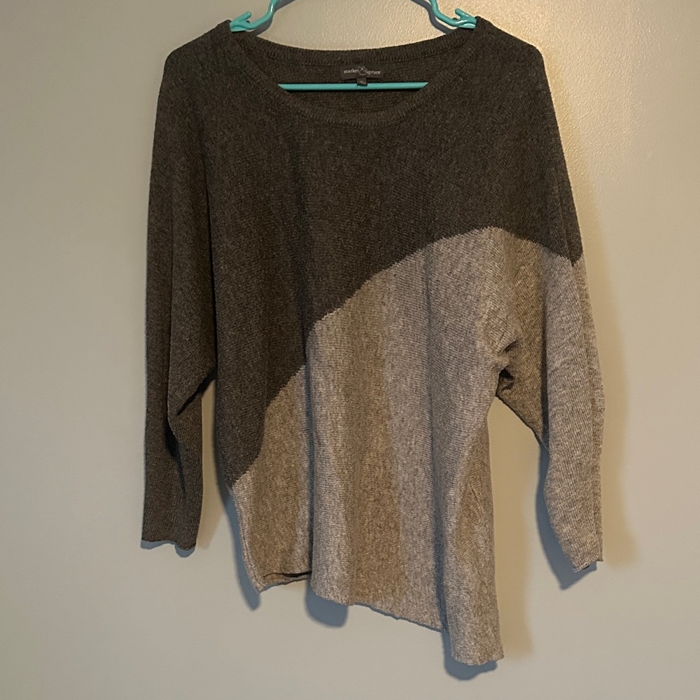 Market & Spruce Two-Tone Gray Women's Sweater, XL